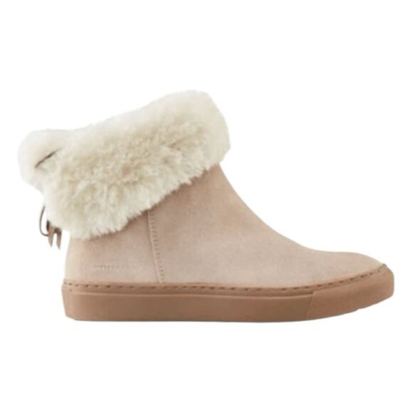 Cougar Devon Waterproof Slip-on Bootie Cream Suede Faux Fur Collar Sz 8 - Picture 1 of 8